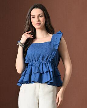 revangi Women Relaxed Fit Spread-Neck Top-picture-1