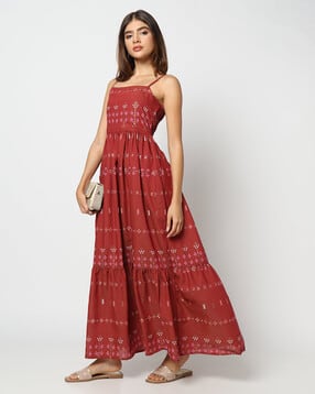 yousta Women Printed Strappy Tiered Dress-picture-36