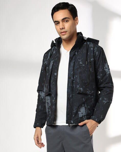 JOHN PLAYERS JEANS Men Slim Fit Hooded Jacket