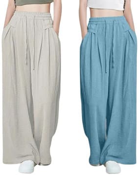 hivora Women Pack of 2 Relaxed Fit Casual Trousers-picture-27