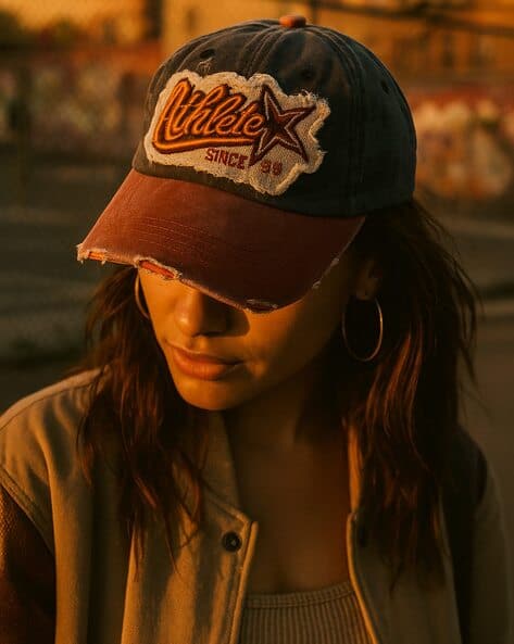 THE TIE HUB Men Embroidered Distressed Baseball Cap