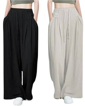 hivora Women Pack of 2 Relaxed Fit Casual Trousers-picture-13