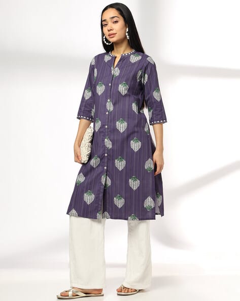 SIYAHI Women Leaf Print Straight Kurta