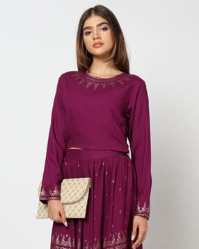 yousta Women Printed Crop Fit Round-Neck Top-picture-38