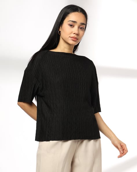 Women Boat-Neck Loose Fit Top