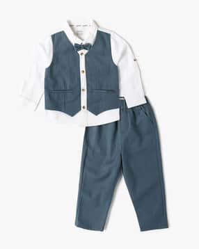 Boys Striped Relaxed Fit Shirt & Pants Set