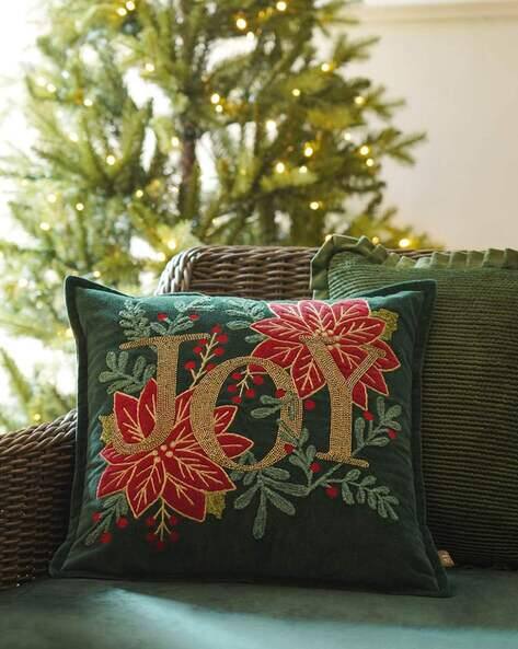 Pure Home And Living  Joy Embroidered Square Cushion Cover