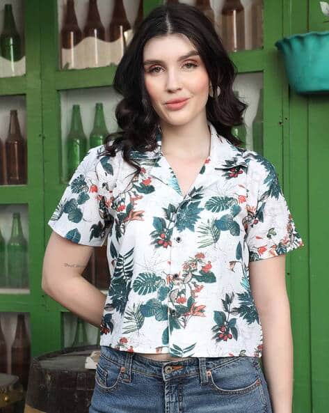 Zilcon Women Leaf Print Relaxed Fit Shirt