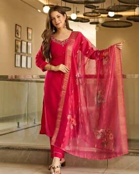 nyrika Women Embroidered Straight Kurta Suit Set-picture-18