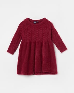 juniors by lifestyle Girls Round-Neck Sweater Dress with Full Sleeves-picture-27