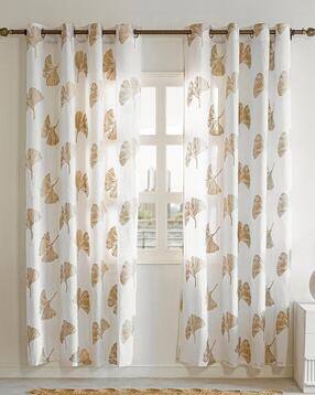homemonde Set of 2 Leaf Print Long Door Curtains with Eyelets Header-picture-11