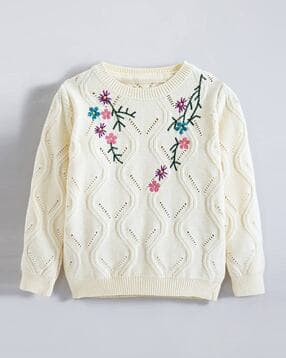 hopscotch Girls Pullover Self-design Sweater-picture-29