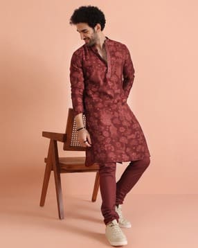 kisah Men Floral Print Regular Fit Kurta-picture-31