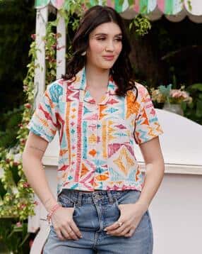 zilcon Women Geometric Print Relaxed Fit Shirt-picture-52