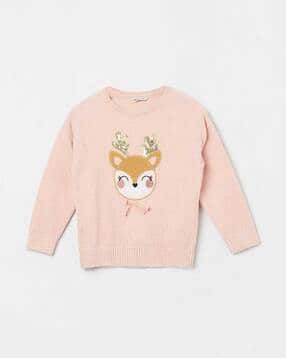 fame forever by lifestyle Girls Embroidered Round-Neck Pullover-picture-22