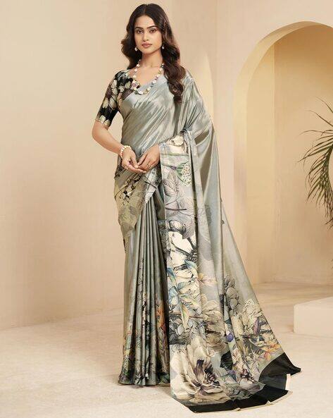HYPNOTEX Women Floral Print Silk Saree