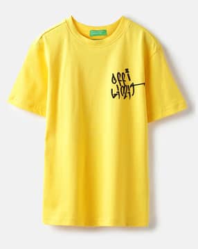 united colors of benetton Girls Typographic Print Relaxed Fit Round-Neck T-Shirt-picture-33