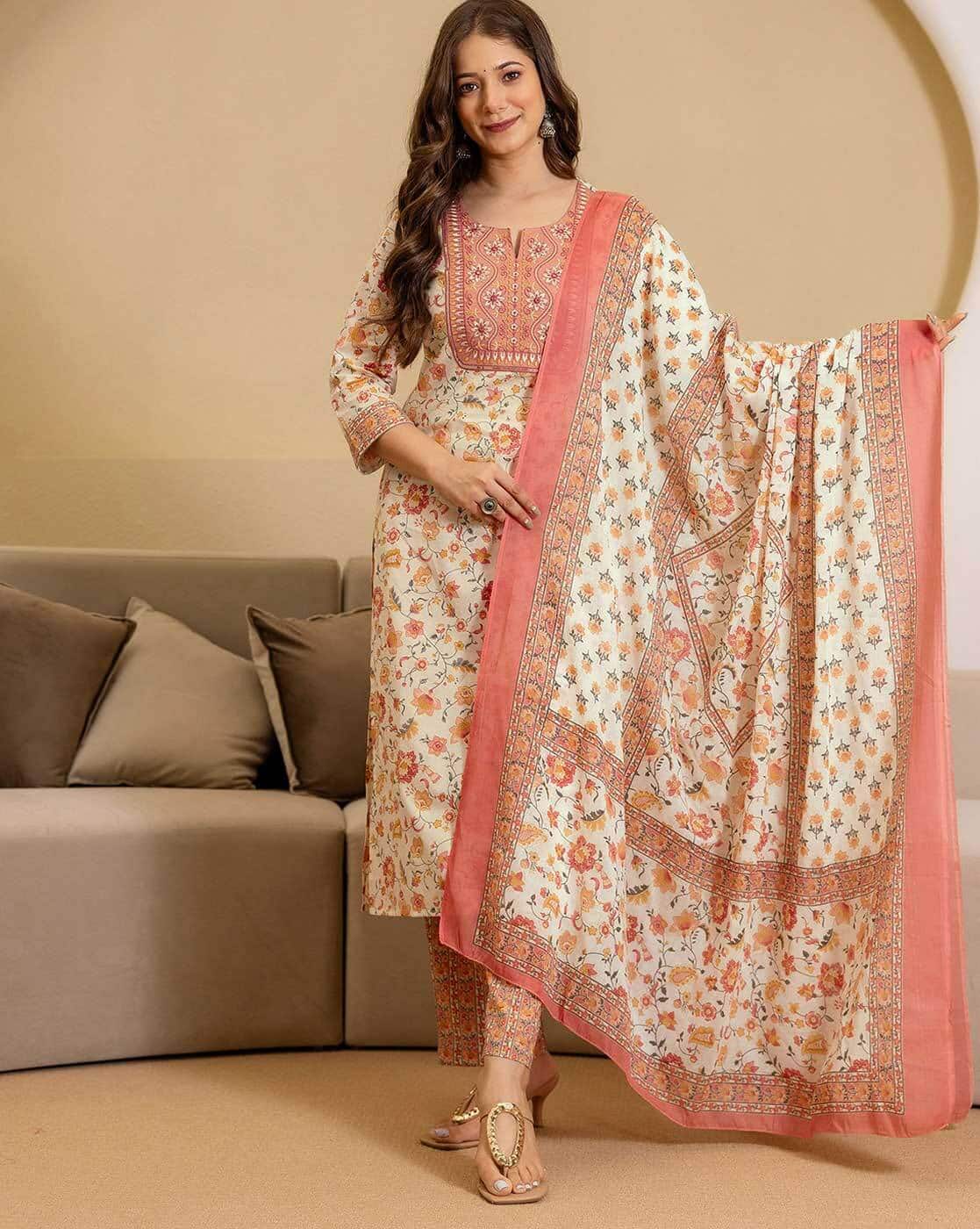 SKYLEE Women Printed 3-Piece Straight Kurta Set (Multi)