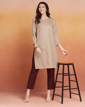 fabindia Women Embroidered Straight Kurta-picture-25