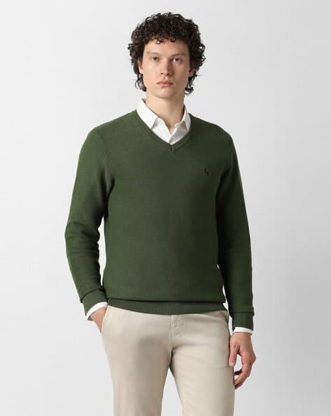 VHSPORT Men Ribbed Regular Fit Cotton Pullover