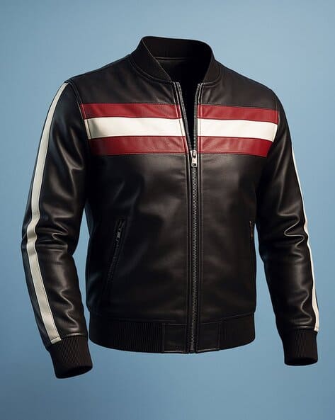 The Indian Garage Co Colourblock Slim Fit Zip-Front Jacket with Band Collar