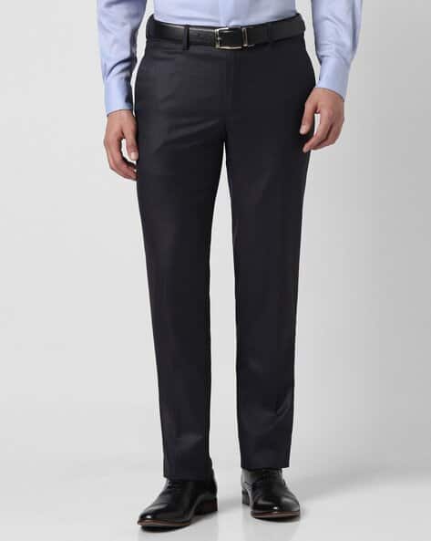 VAN HEUSEN Men Slim Fit Flat-Front Trousers