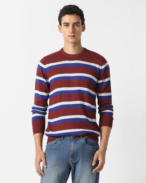 VHSPORT Men Striped Regular Fit Cotton Pullover