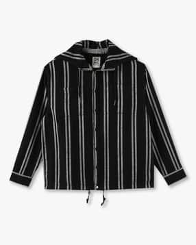 Boys Striped Hooded Shirt
