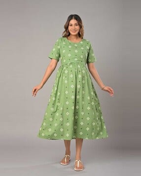 negen Women Printed Fit & Flare Dress-picture-3