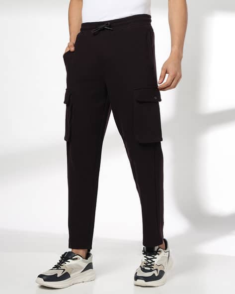 Teamspirit Men Patterned Regular Fit Straight Track Pants with Base Bellow Pockets