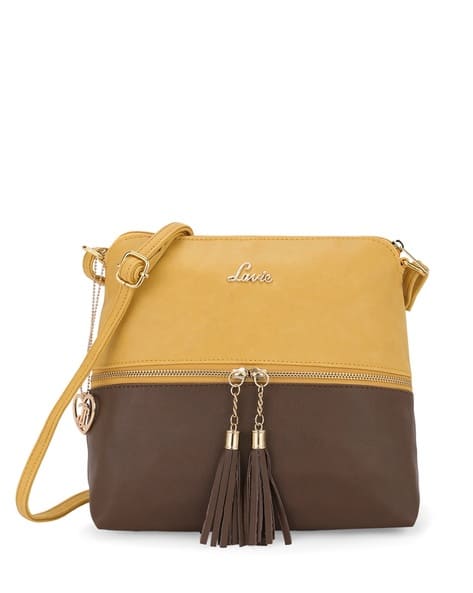 Lavie Women Colourblock Sling Bag with Tassels