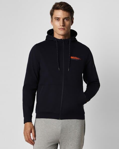 VANHEUSEN FLEX Men Regular Fit Zip-Front Hoodie with Graphic Print