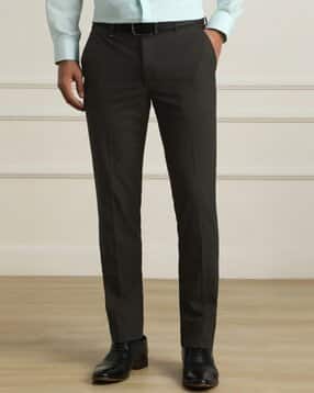 Buy VAN HEUSEN Men Slim Fit Flat-Front Trousers Online | Ajio.com