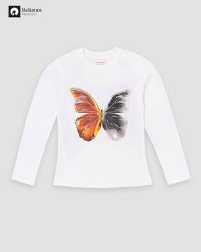fashion world Girls Butterfly Print Relaxed Fit Round-Neck T-Shirt-picture-11