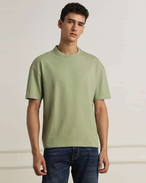 VDOT Men Regular Fit Crew-Neck T-Shirt with Embossed Logo