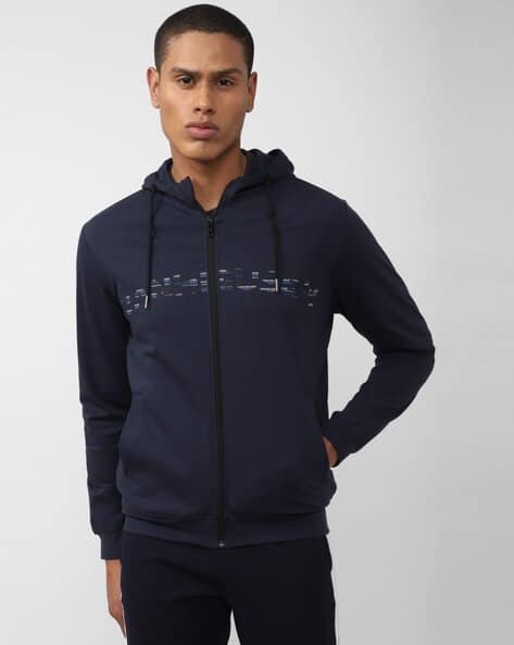 VANHEUSEN FLEX Men Brand Print Regular Fit Zip-Front Hooded Jacket