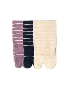 n2s next2skin Women Pack of 3 Striped Thumb-Style Socks-picture-52