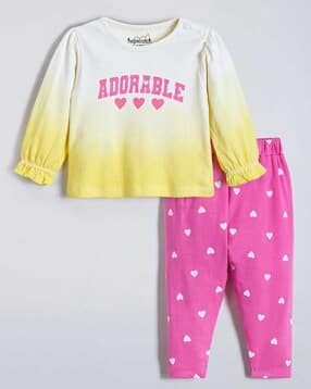 Girls Typographic Pants with Top-image-7