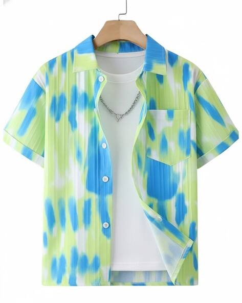 Tior Men Tie & Dye Regular Fit Spread-Collar Shirt