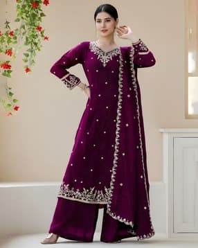svaraa Women Embroidered A-Line Kurta Suit Set-picture-36