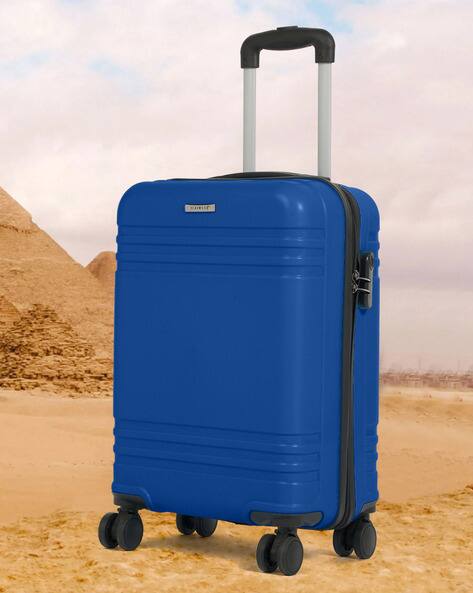 TEAKWOOD LEATHERS Royal Blue Polypropylene Unisex Solid Hard Sided 8 Wheels 360-Degree Rotation Trolley Bag