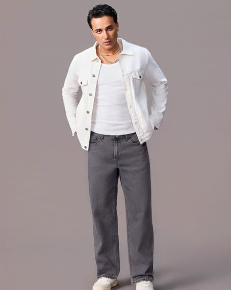Men's Slim Fit Mid Rise Washed Jeans Stretchable