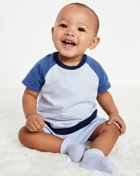 Infants Colourblock Cotton T-Shirt & Shorts Set-image-39