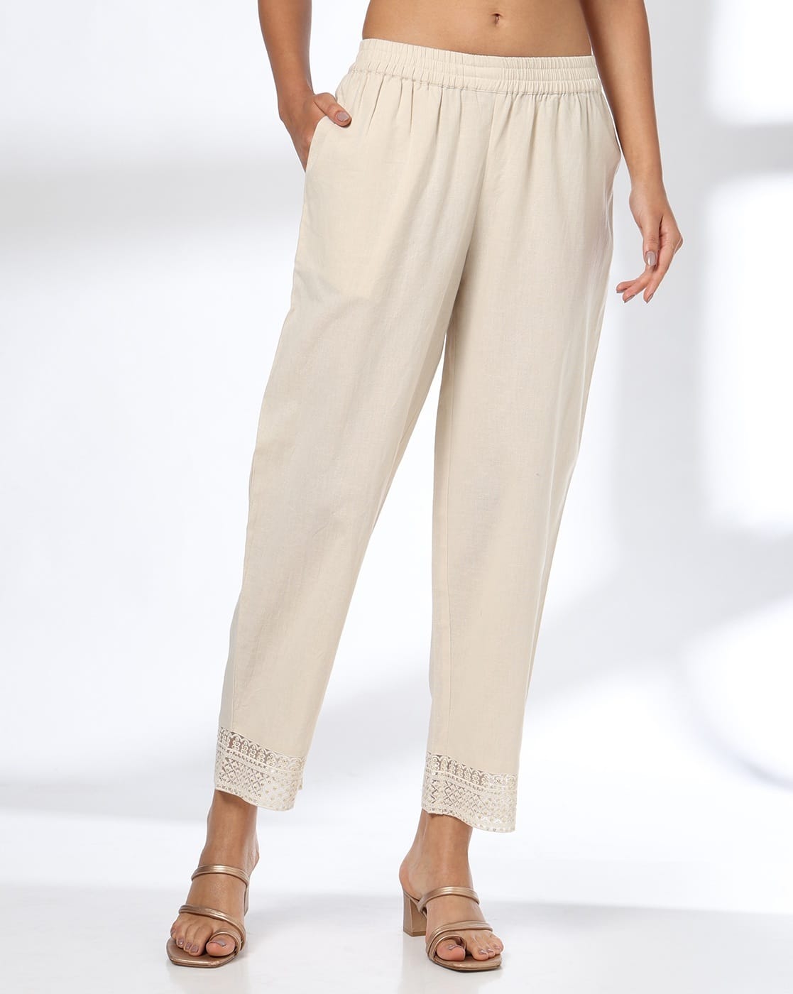 Buy Ecru Pants for Women by AVAASA MIX N' MATCH Online | Ajio.com