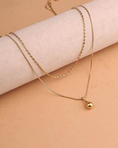 Palmonas Women Anti-Tarnish Teardrop Charm Layered Necklace