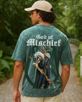 bewakoof Loki -  Men's Marvel Loki Graphic Print Oversized Fit Acid Wash T-Shirt-picture-42