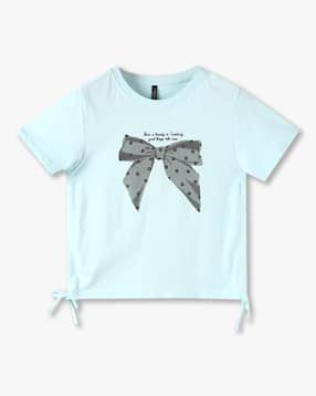 rio girls Girls Bow Print Regular Fit Round-Neck T-Shirt-picture-20