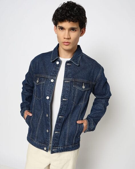 YOUSTA Men Regular Fit Denim Trucker Jacket