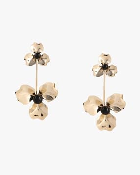 Stone-Studded Drop Earrings-image-8