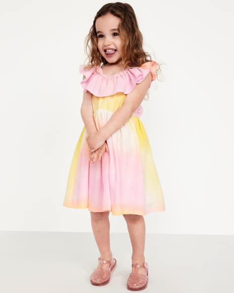 old navy pink and orange dress Tie-Shoulder Tasseled Floral-Print All-Day Maxi Swing Dress
